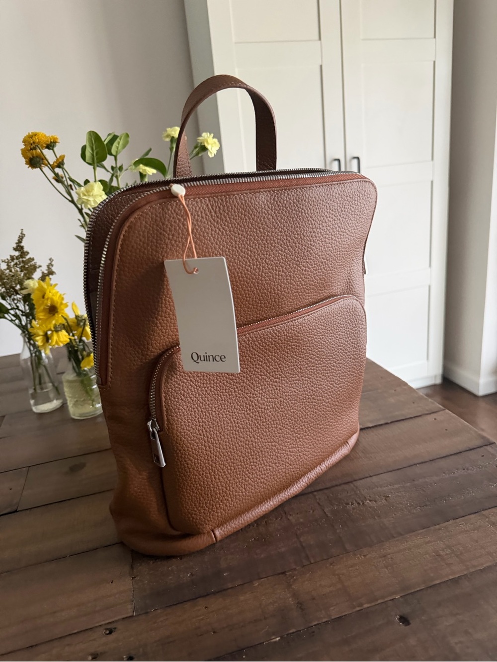 Quince Brown Leather Backpack NWOT - Picture 1 of 11